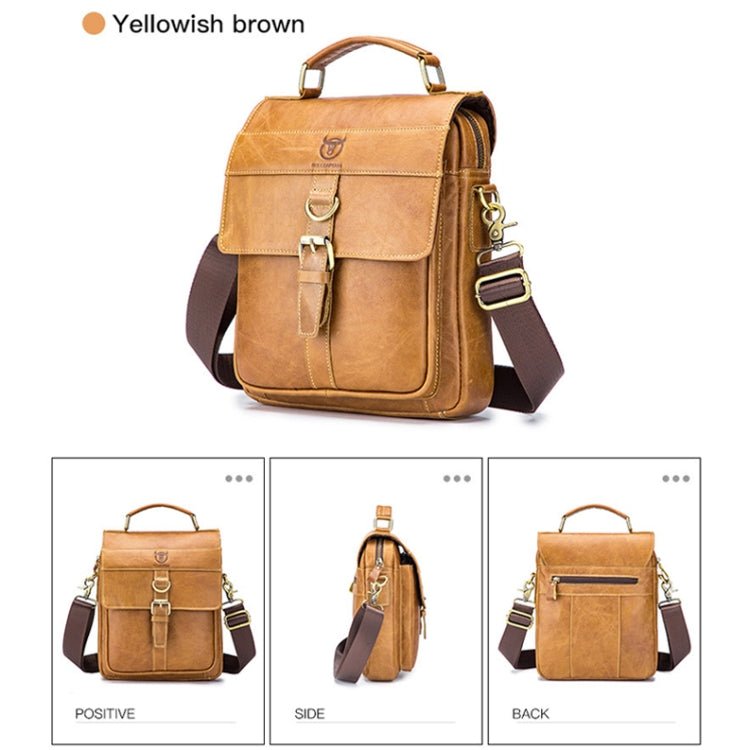 BULL CAPTAIN 302 First-Layer Cowhide Men Casual Shoulder Bag Leather Retro Briefcase(Yellow Brown) Secondary image