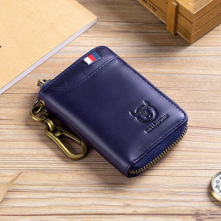 BULL CAPTAIN 474 Multifunctional Leather Coin Purse Hanging Waist Anti - Brush Key Bag, Colour: Blue - British D'sire Main image
