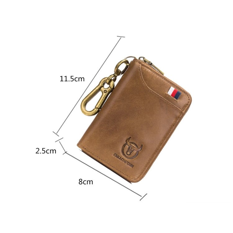BULL CAPTAIN 474 Multifunctional Leather Coin Purse Hanging Waist Anti - Brush Key Bag, Colour: Yellow Brown - British D'sire
