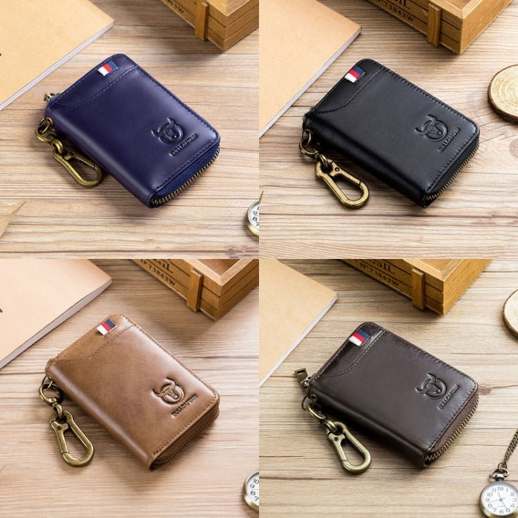BULL CAPTAIN 474 Multifunctional Leather Coin Purse Hanging Waist Anti-Brush Key Bag, Colour: Yellow Brown Secondary image