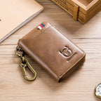BULL CAPTAIN 474 Multifunctional Leather Coin Purse Hanging Waist Anti - Brush Key Bag, Colour: Yellow Brown - British D'sire