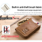 BULL CAPTAIN 474 Multifunctional Leather Coin Purse Hanging Waist Anti - Brush Key Bag, Colour: Yellow Brown - British D'sire