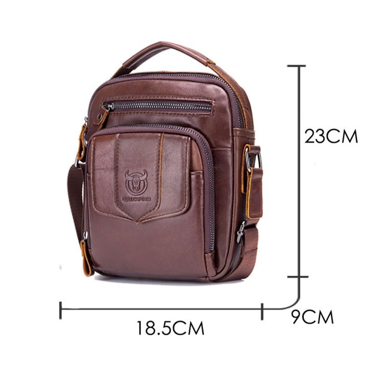 BULL CAPTAIN 777 Men Leather Shoulder Bag First - Layer Cowhide Retro Large Capacity Satchel(Brown) - British D'sire