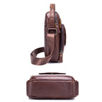 BULL CAPTAIN 777 Men Leather Shoulder Bag First - Layer Cowhide Retro Large Capacity Satchel(Brown) - British D'sire