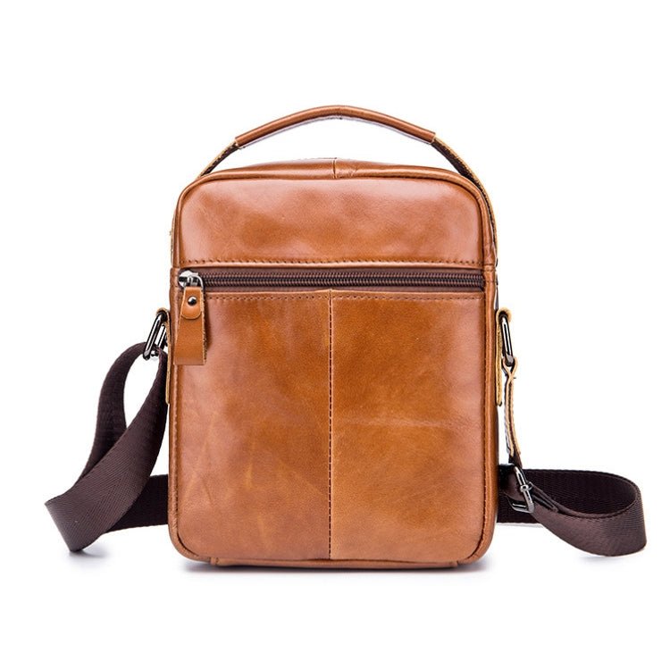 BULL CAPTAIN 777 Men Leather Shoulder Bag First-Layer Cowhide Retro Large Capacity Satchel(Yellow Brown) Secondary image