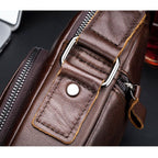 BULL CAPTAIN 777 Men Leather Shoulder Bag First - Layer Cowhide Retro Large Capacity Satchel(Yellow Brown) - British D'sire