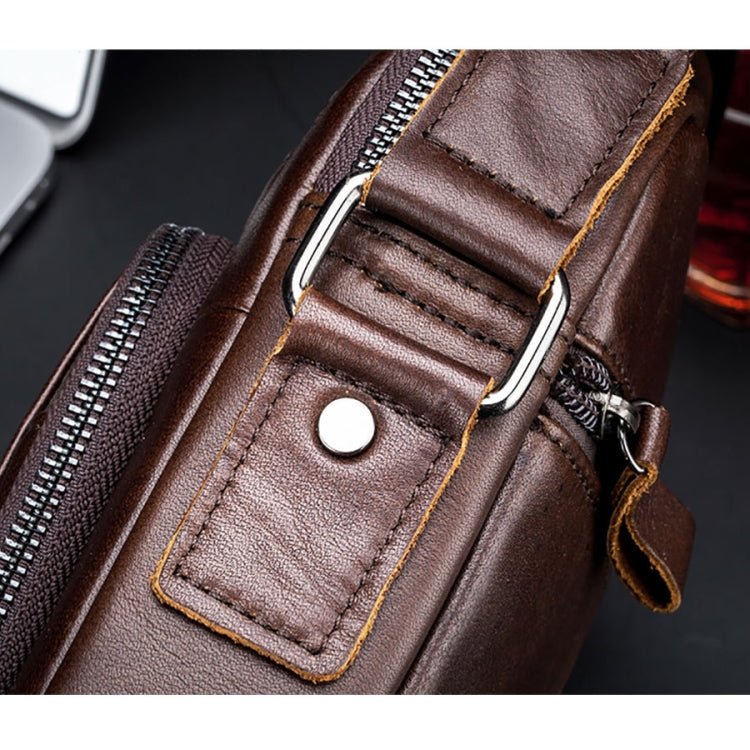 BULL CAPTAIN 777 Men Leather Shoulder Bag First - Layer Cowhide Retro Large Capacity Satchel(Yellow Brown) - British D'sire