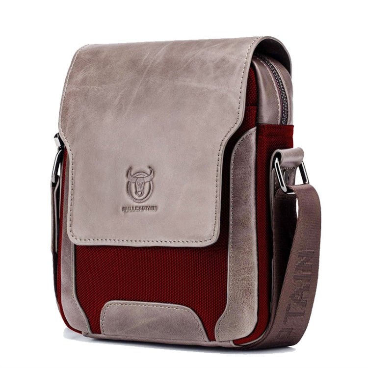 BULL CAPTAIN 999 Men Leather Diagonal Bag First - Layer Cowhide Multi - Function Shoulder Bags(Red) - British D'sire Main image