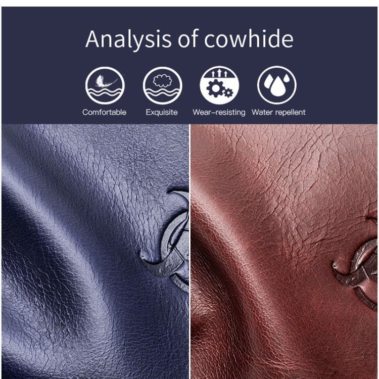 BULL CAPTAIN 9999 Leather Men Chest Bag First - Layer Cowhide Casual Shoulder Bag, Colour: Blue Black - British D'sire