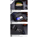 BULL CAPTAIN 9999 Leather Men Chest Bag First - Layer Cowhide Casual Shoulder Bag, Colour: Blue Black - British D'sire