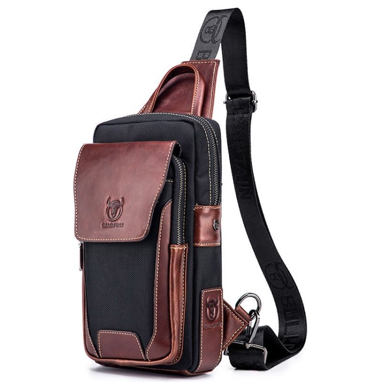 BULL CAPTAIN 9999 Leather Men Chest Bag First - Layer Cowhide Casual Shoulder Bag, Colour: Brown - British D'sire Main image
