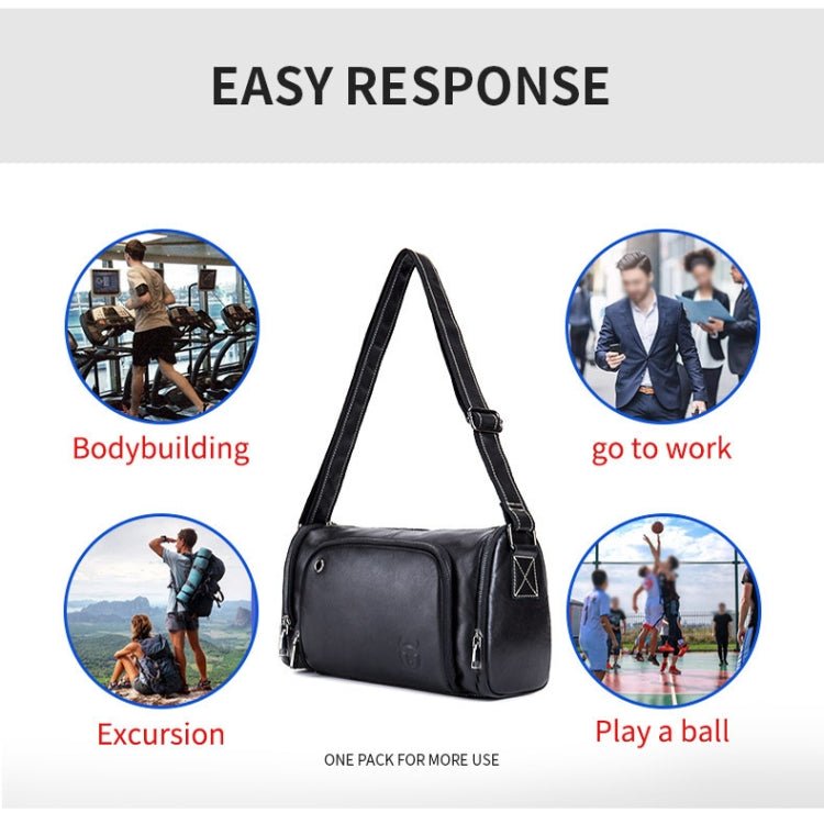 BULL CAPTAIN HKDJB - 001 Cowhide Messenger Bag Sports Men Single - shoulder Bag, Colour: Black - British D'sire