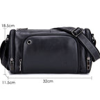 BULL CAPTAIN HKDJB - 001 Cowhide Messenger Bag Sports Men Single - shoulder Bag, Colour: Black - British D'sire