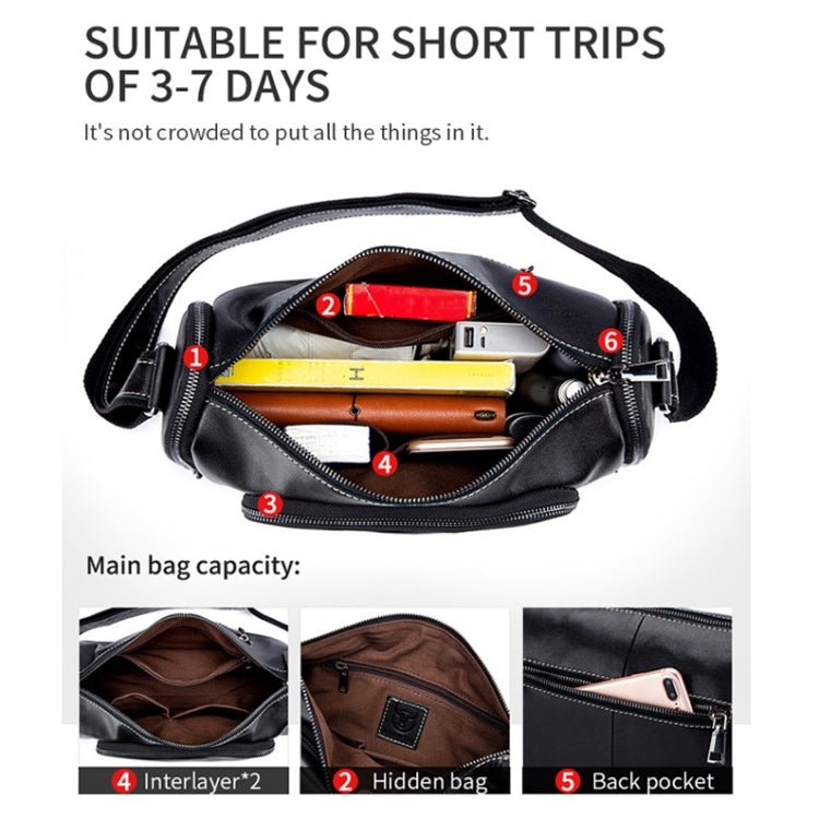 BULL CAPTAIN HKDJB - 001 Cowhide Messenger Bag Sports Men Single - shoulder Bag, Colour: Dark Brown - British D'sire