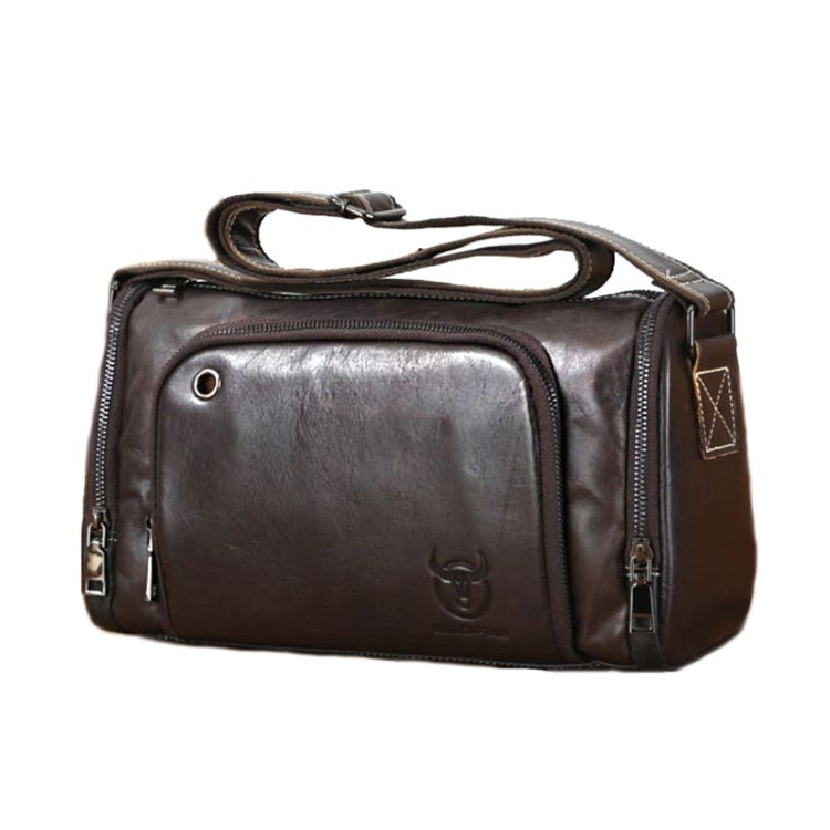 BULL CAPTAIN HKDJB - 001 Cowhide Messenger Bag Sports Men Single - shoulder Bag, Colour: Dark Brown - British D'sire