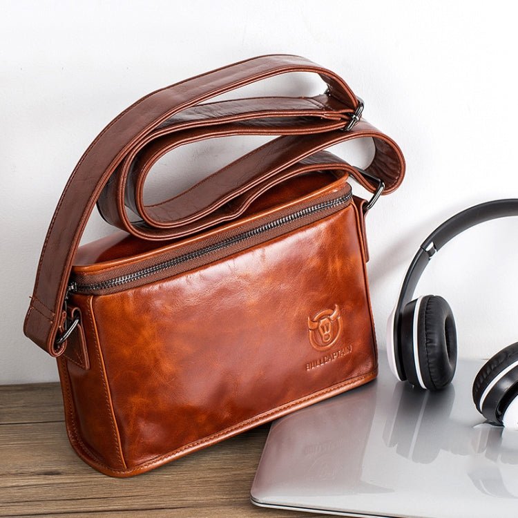 BULL CAPTAIN Leather Shoulder Messenger Bag For Men(Brown) - British D'sire Main image