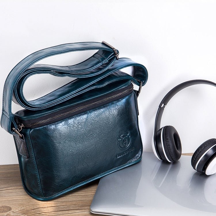 BULL CAPTAIN Leather Shoulder Messenger Bag For Men(Smog Blue) - British D'sire Main image
