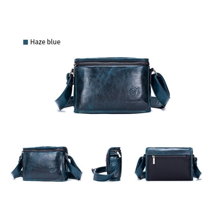 BULL CAPTAIN Leather Shoulder Messenger Bag For Men(Smog Blue) - British D'sire