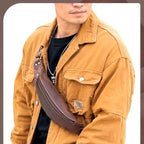 Bull Captain Retro Crazy Horse Leather Men Waist Bag Shoulder Bag Crossbody Bag(Coffee) - British D'sire
