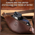 Bull Captain Retro Crazy Horse Leather Men Waist Bag Shoulder Bag Crossbody Bag(Coffee) - British D'sire