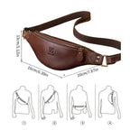 Bull Captain Retro Crazy Horse Leather Men Waist Bag Shoulder Bag Crossbody Bag(Coffee) - British D'sire