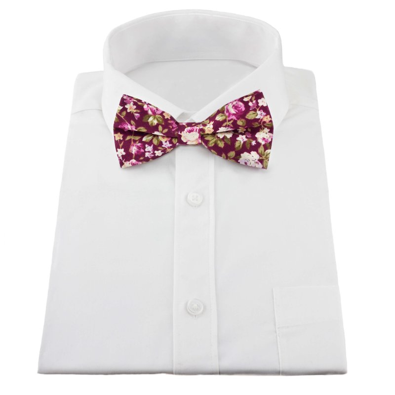 Burgundy Floral Bow Tie - All Products - British D'sire
