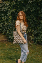 Burnt Olive Green Skull Print Cotton Shopper Tote Bag by Xander Kostroma - Handbags - British D'sire