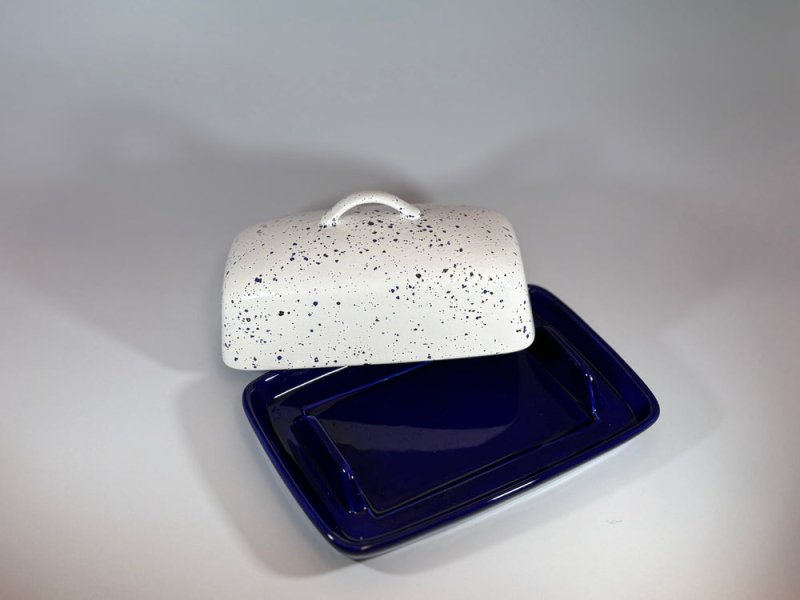 Butter Dish and Fruit Bowl Set - Blue Speckle glaze - Butter Dish Set - British D'sire