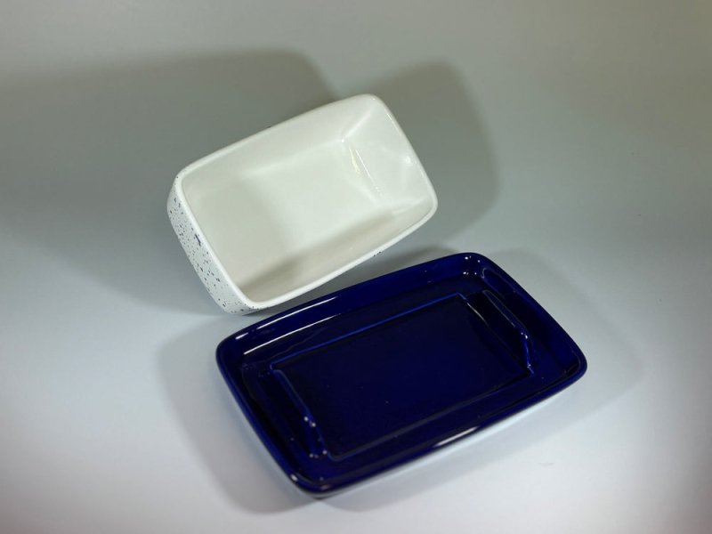 Butter Dish and Fruit Bowl Set - Blue Speckle glaze - Butter Dish Set - British D'sire