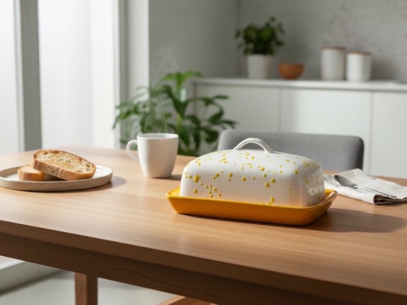 Butter Dish with White Lid Yellow Spots - Butter Dish - British D'sire