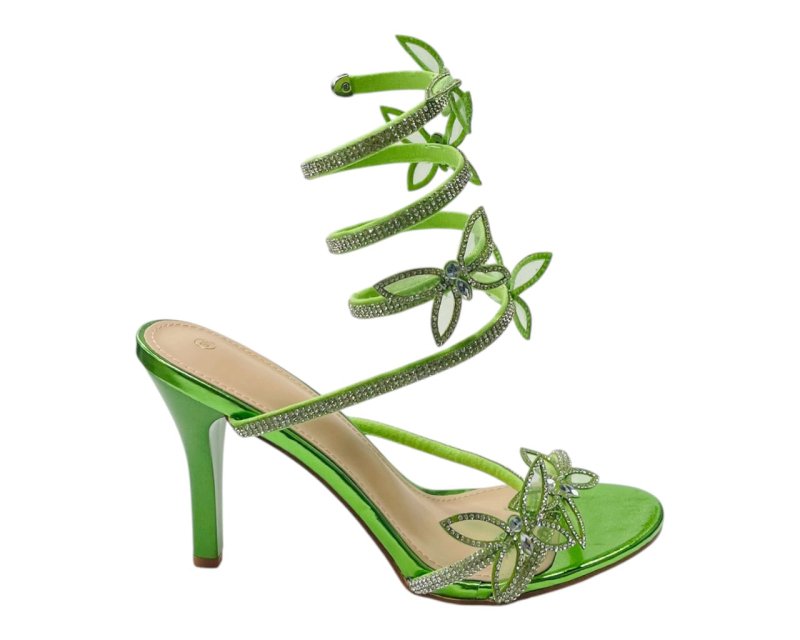 Butterfly Rhinestone Snake Anklet High Heel Sandals - Heels - British D'sire