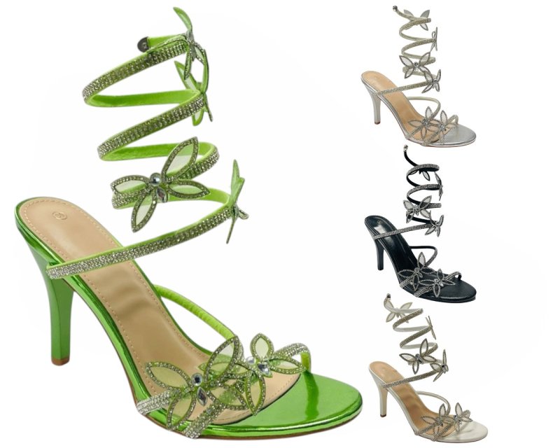 Butterfly Rhinestone Snake Anklet High Heel Sandals - Heels - British D'sire