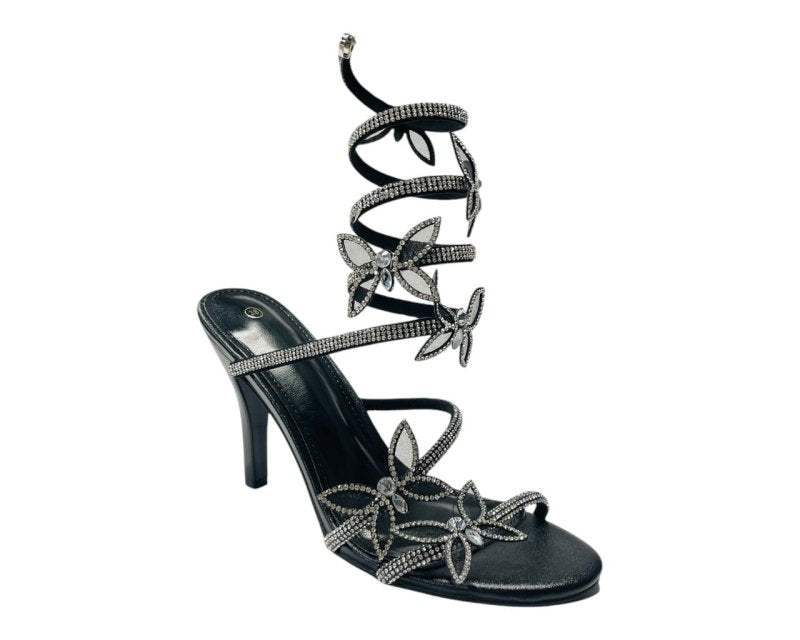 Butterfly Rhinestone Snake Anklet High Heel Sandals - Heels - British D'sire