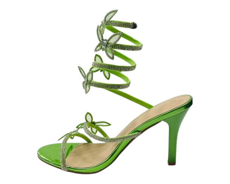 Butterfly Rhinestone Snake Anklet High Heel Sandals - Heels - British D'sire