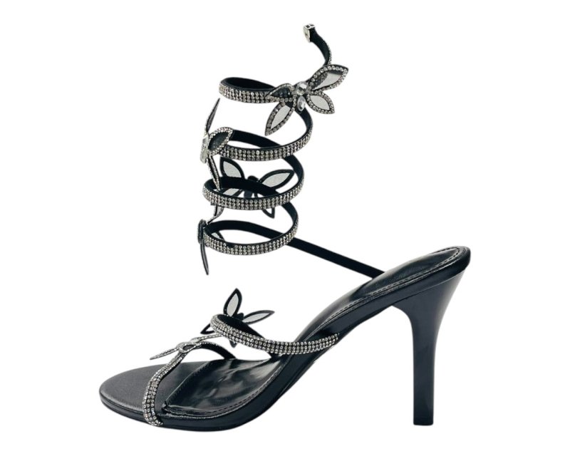 Butterfly Rhinestone Snake Anklet High Heel Sandals - Heels - British D'sire