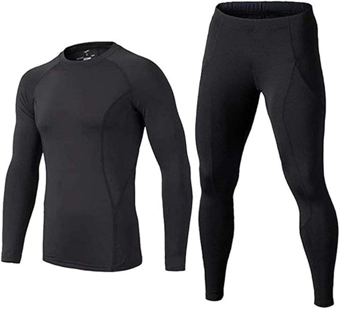 BUYKUD Kids' Boys Long Sleeve Base Layer Compression Underwear Athletic Shirt Tights Top & Bottom Set - British D'sire Main image