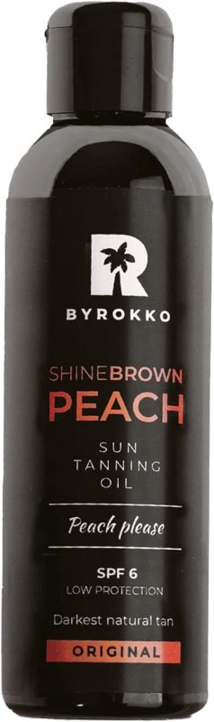 BYROKKO Shine Brown Premium Tanning Accelerator Peach Oil SPF6 (150 ml), Tan Accelerator for Sunbed & Outdoor Sun, Natural Ingredients. Almond Oil, Olive Oil, Vitamin E, Cacao Butter - British D'sire Main image