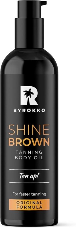 BYROKKO Shine Brown Premium XXL Tan Accelerator Oil, for Sunbed & Outdoor Sun,Tanning Achieve a Natural Tan with Natural Ingredients. Coconut Oil, Walnut Oil, Hazelnut Oil, (150 ml) - British D'sire Main image