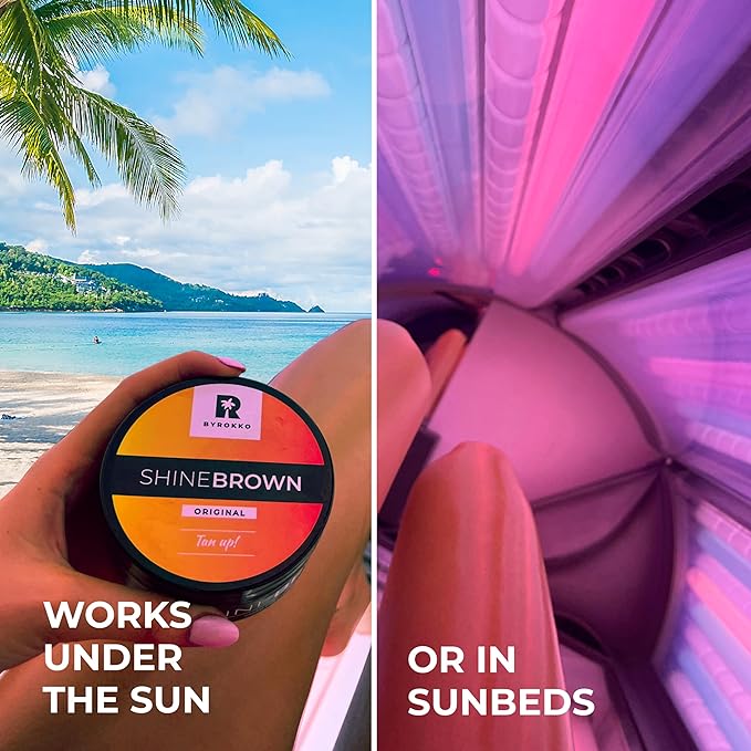 BYROKKO Shine Brown Sunbed Tanning Accelerator (210 ml), Sunbed Cream Effective in Sunbeds & Outdoor Sun, Achieve a Natural Tan with Natural Ingredients - British D'sire