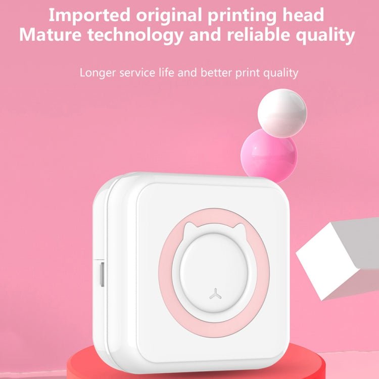 C15 Mini Student Bluetooth Inkless Photo Label Thermal Printer, Spec: Pink+5 Stickers+5 Paper - British D'sire