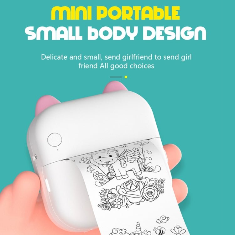C26 Mini Portable Bluetooth Photo Label Thermal Printer, Spec: Blue+5 Paper+5 Stickers+3 Color Paper - British D'sire