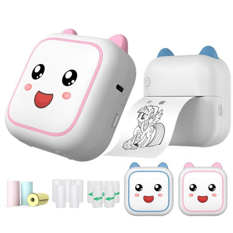 C26 Mini Portable Bluetooth Photo Label Thermal Printer, Spec: Blue+5 Paper+5 Stickers+3 Color Paper - British D'sire