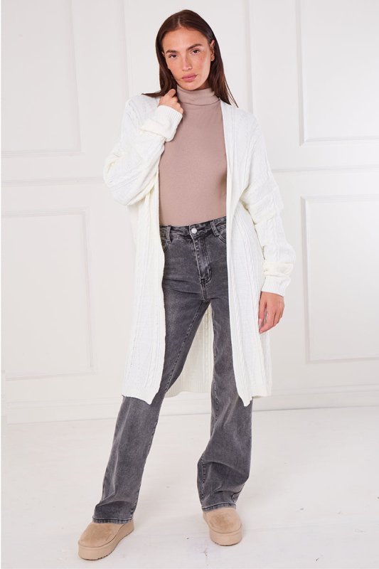 Cable Knit Longline Cardigan - cardigan - British D'sire