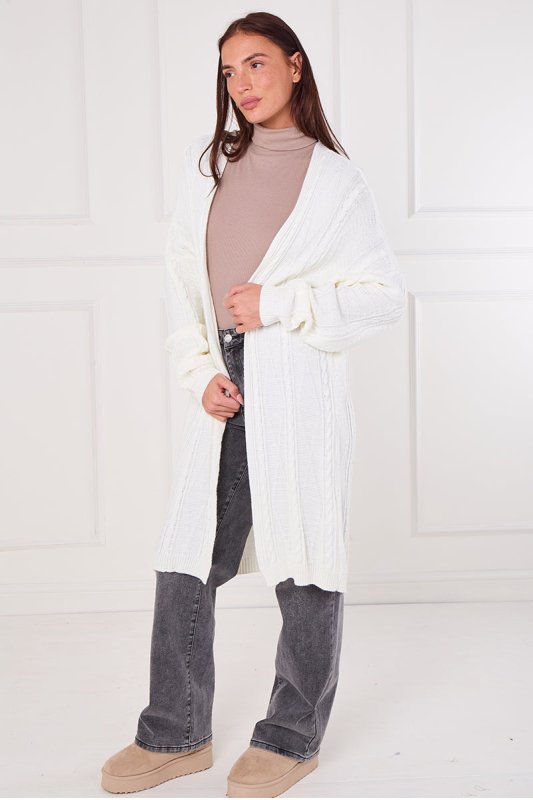 Cable Knit Longline Cardigan - cardigan - British D'sire