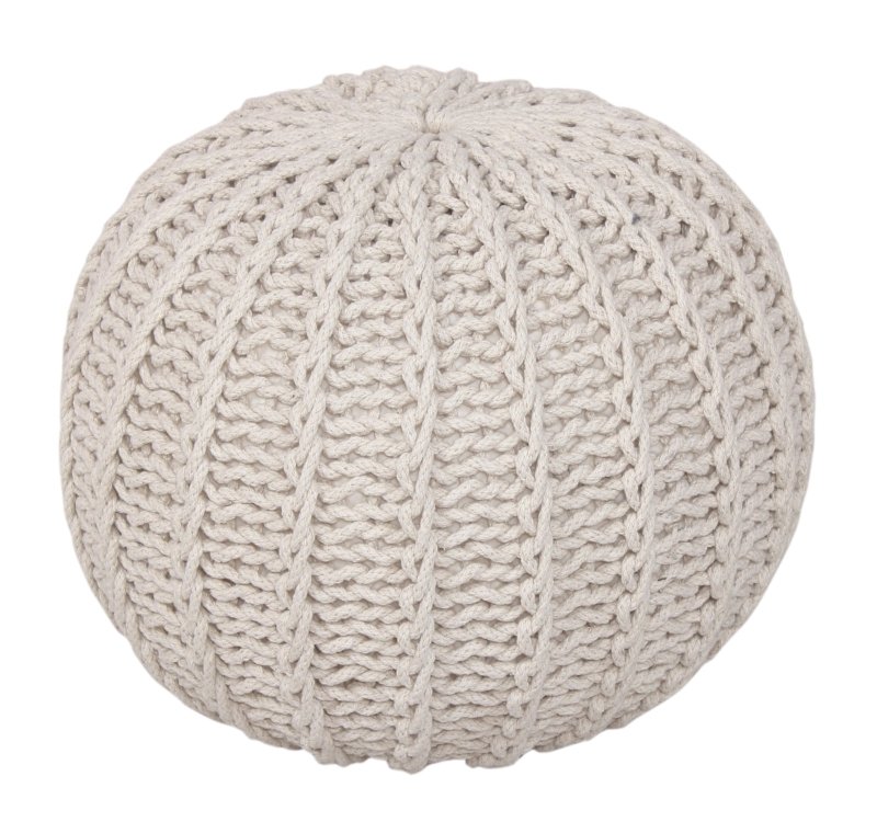 Cable Knit Round Pouffe Chunky Seat Decor Footstool Ottoman 100% Cotton Handmade - British D'sire
