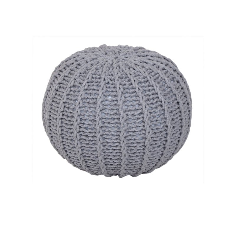 Cable Knit Round Pouffe Chunky Seat Decor Footstool Ottoman 100% Cotton Handmade Secondary image