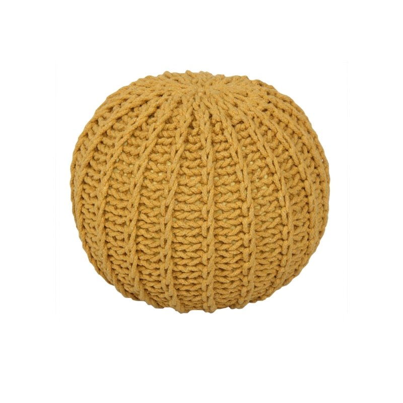 Cable Knit Round Pouffe Chunky Seat Decor Footstool Ottoman 100% Cotton Handmade - British D'sire