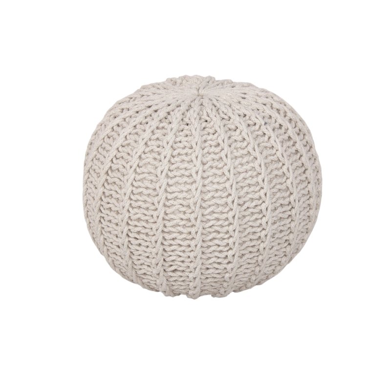 Cable Knit Round Pouffe Chunky Seat Decor Footstool Ottoman 100% Cotton Handmade - British D'sire