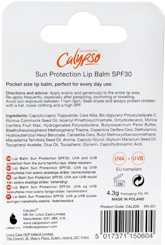 Calypso UVA/UVB Sun Protection Lip Balm SPF30 HIGH 4.3 gm (Pack of 2) Secondary image
