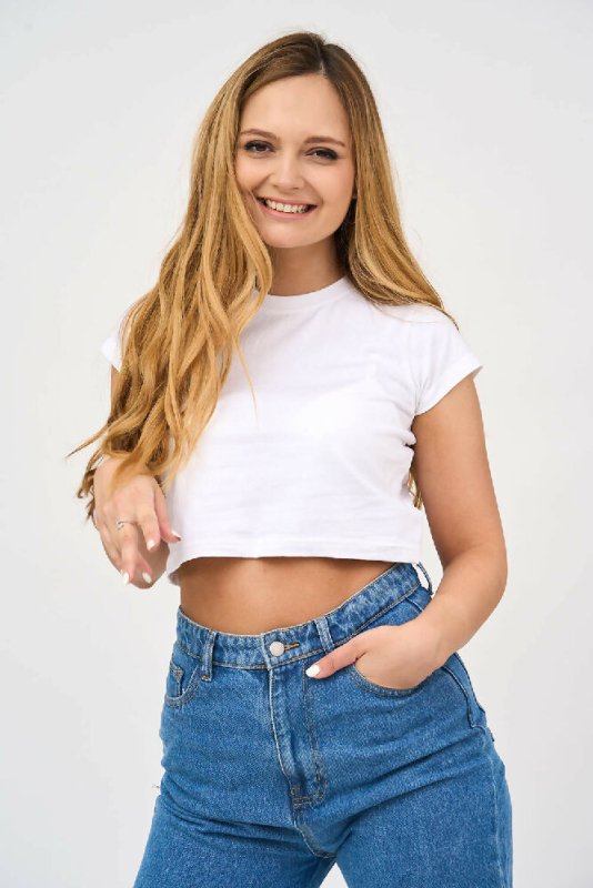Capped Sleeved Crop Top for Women in White! Secondary image